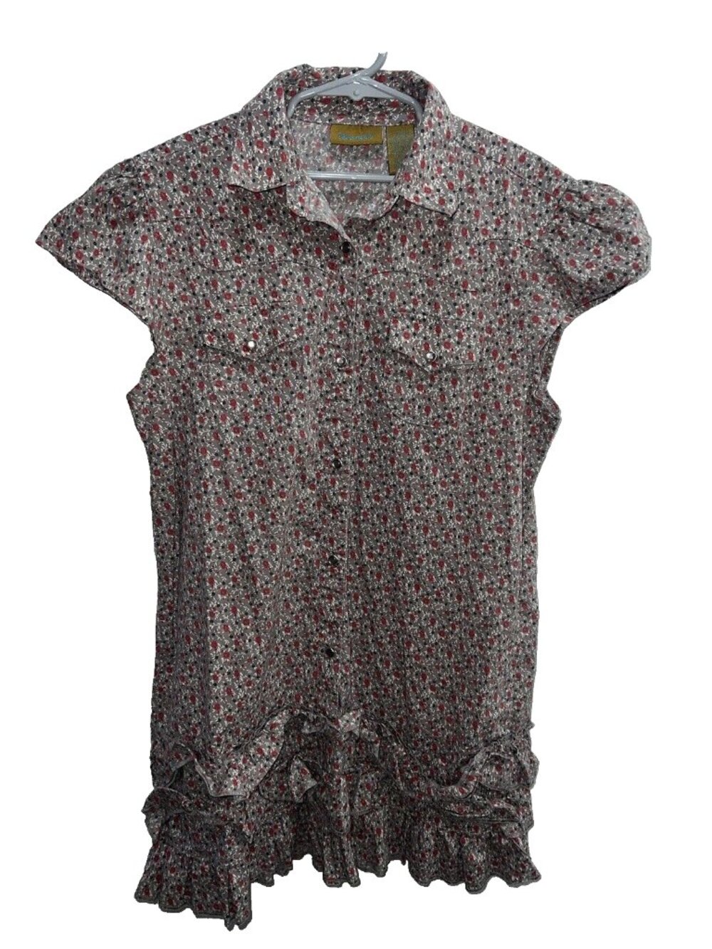 Girls Wrangler Dress Size XXL Snap Button Down short sleeve floral print